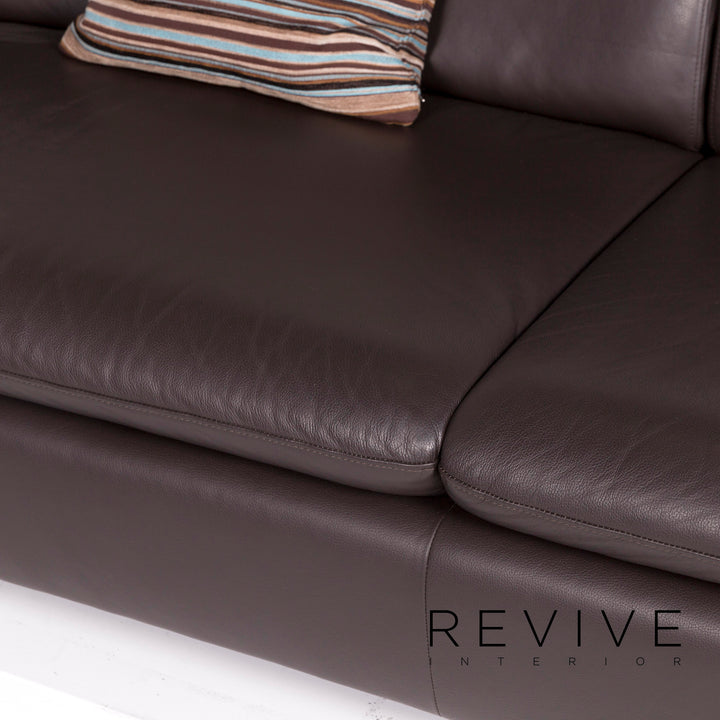 Willi Schillig leather sofa set brown 1x corner sofa 1x stool #11092
