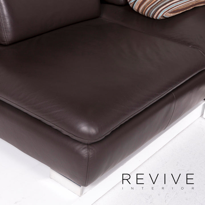 Willi Schillig leather sofa set brown 1x corner sofa 1x stool #11092