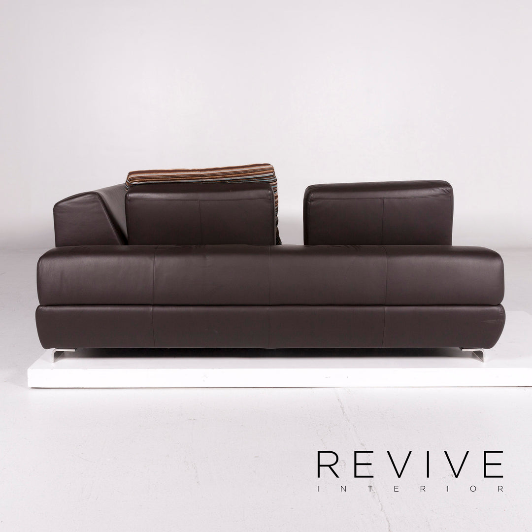 Willi Schillig leather sofa set brown 1x corner sofa 1x stool #11092
