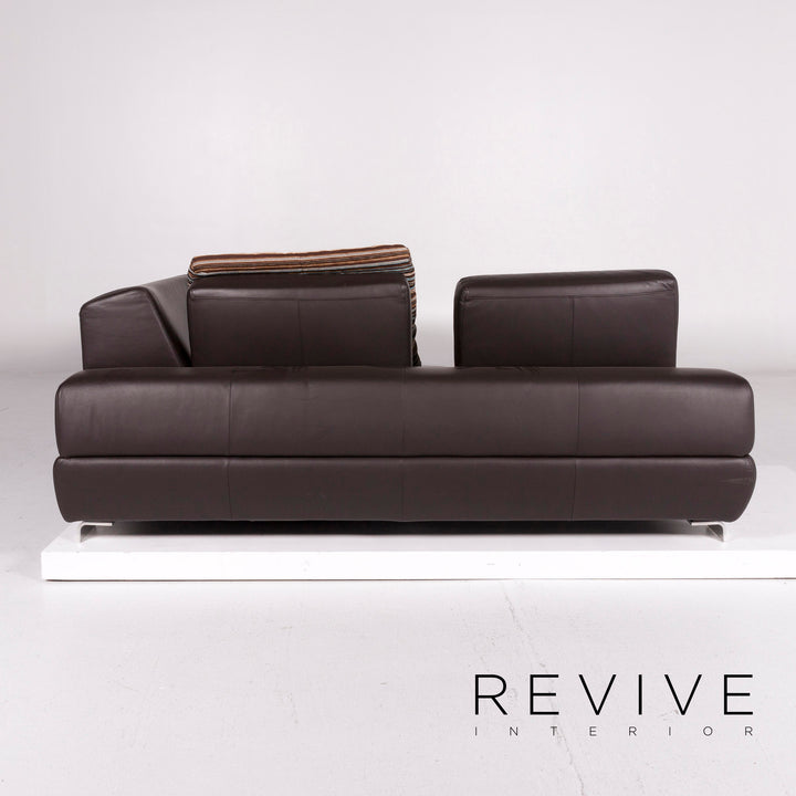 Willi Schillig leather sofa set brown 1x corner sofa 1x stool #11092