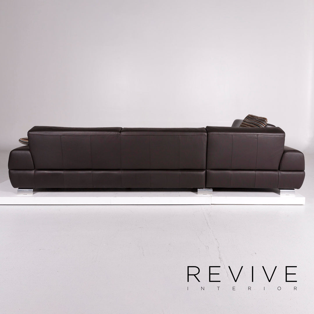 Willi Schillig leather sofa set brown 1x corner sofa 1x stool #11092