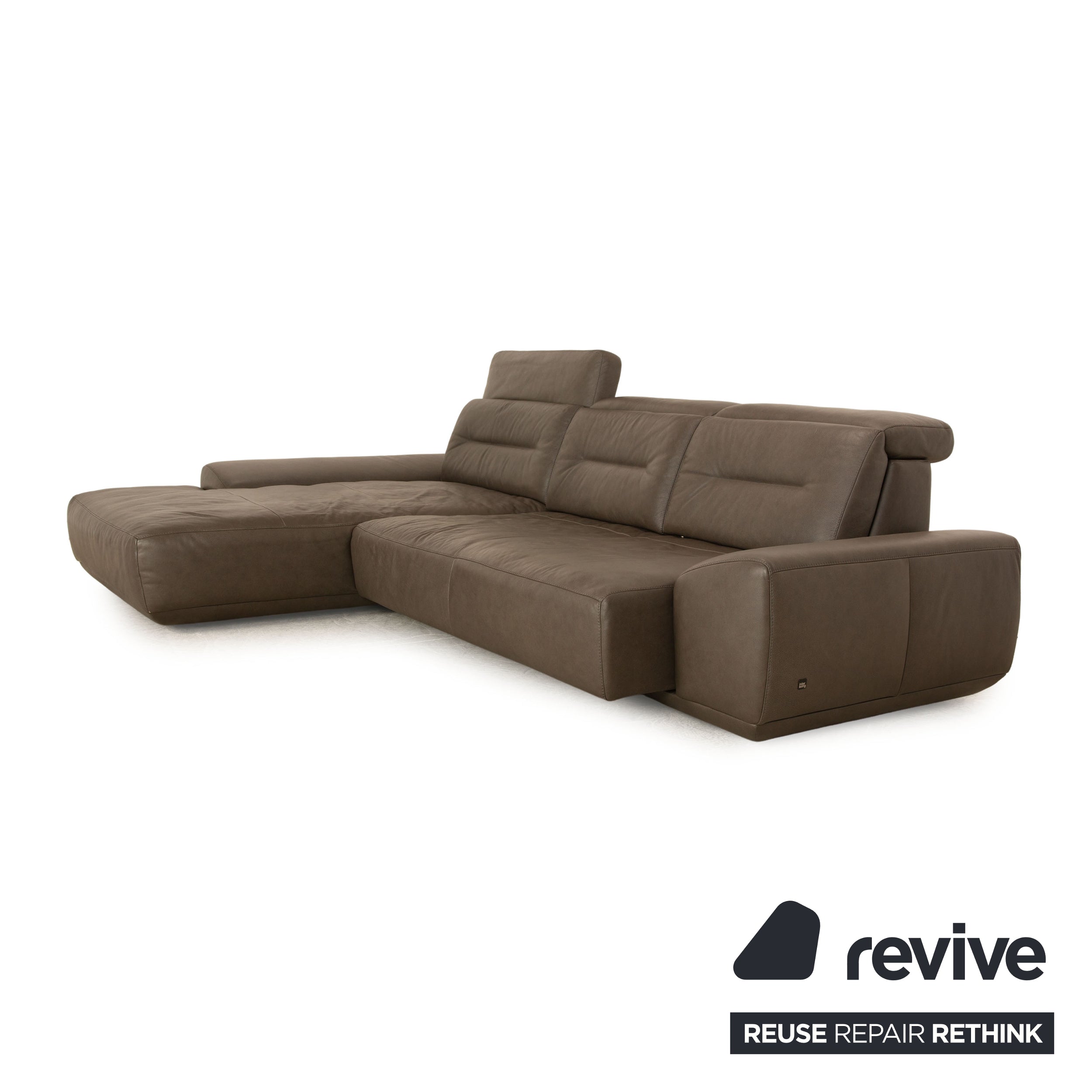 Willi Schillig Leather Corner Sofa Brown Electric Function Recamiere Left Sofa Couch for Interliving