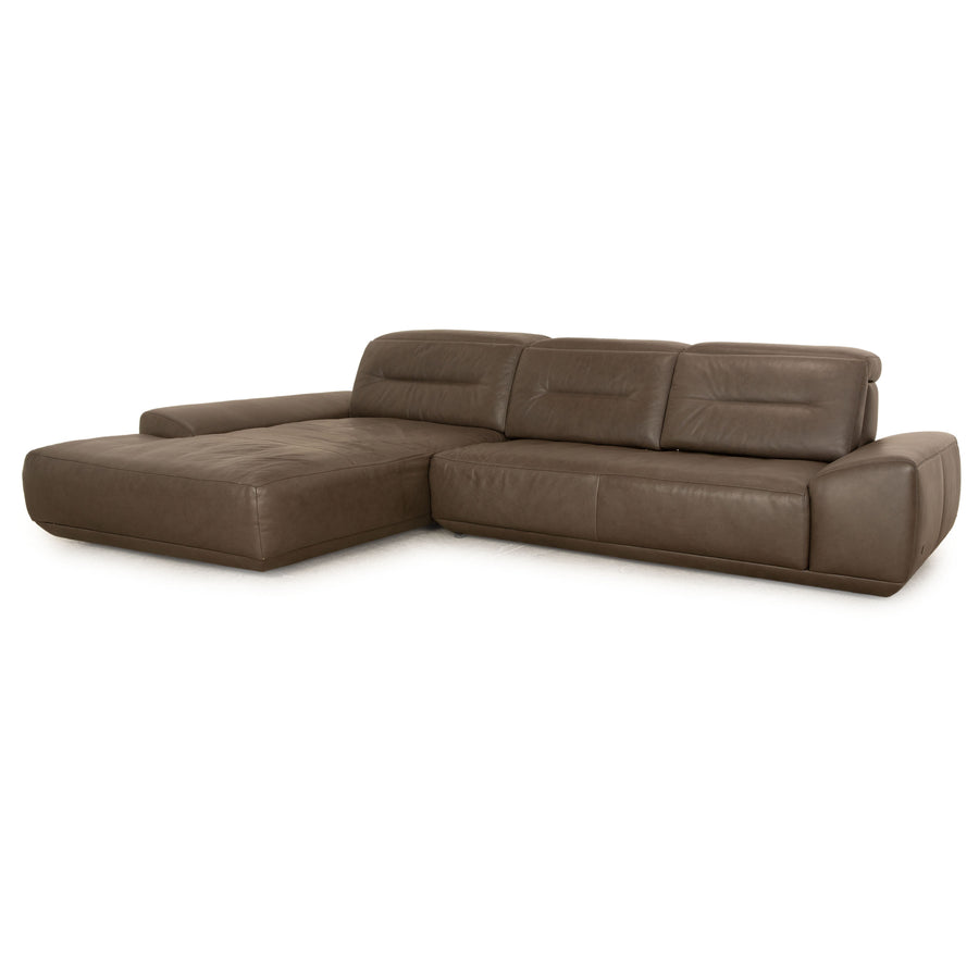 Willi Schillig Leather Corner Sofa Brown Electric Function Recamiere Left Sofa Couch for Interliving