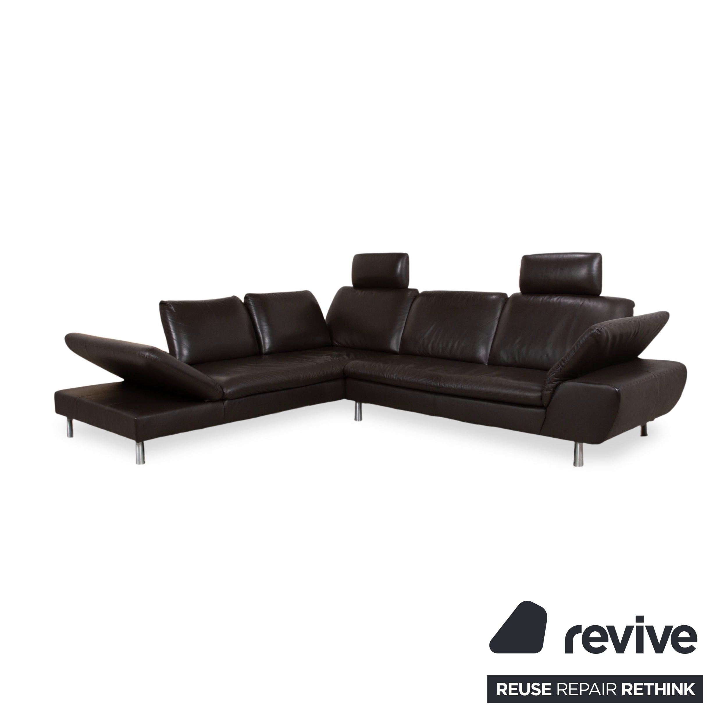 Willi Schillig leather corner sofa brown manual function sofa couch