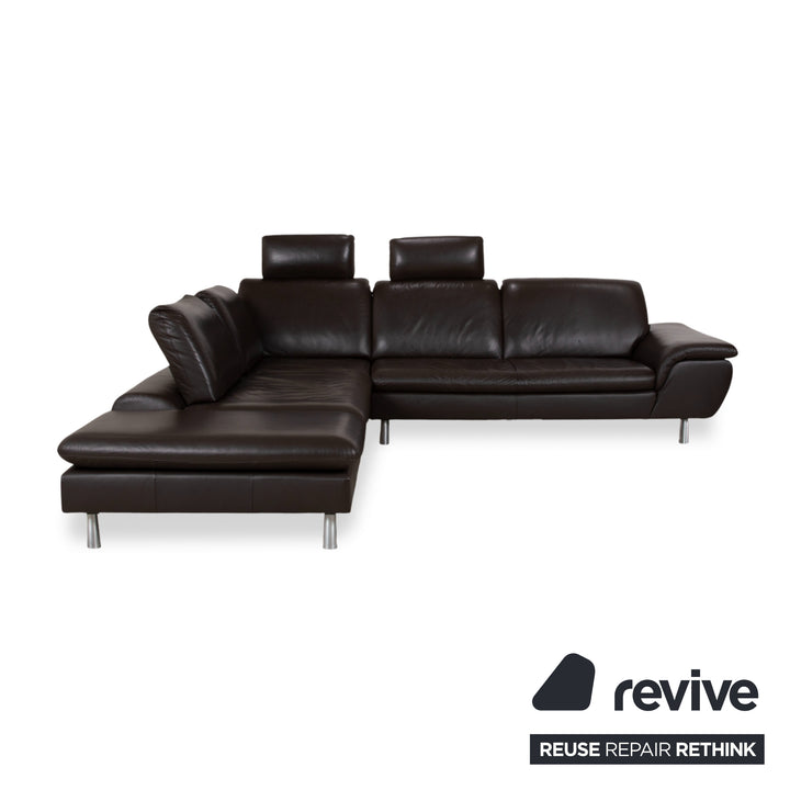 Willi Schillig leather corner sofa brown manual function sofa couch