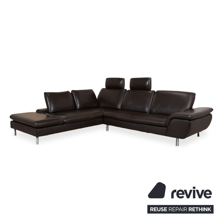 Willi Schillig leather corner sofa brown manual function sofa couch