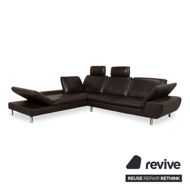 Willi Schillig Leder Ecksofa Braun manuelle Funktion Sofa Couch
