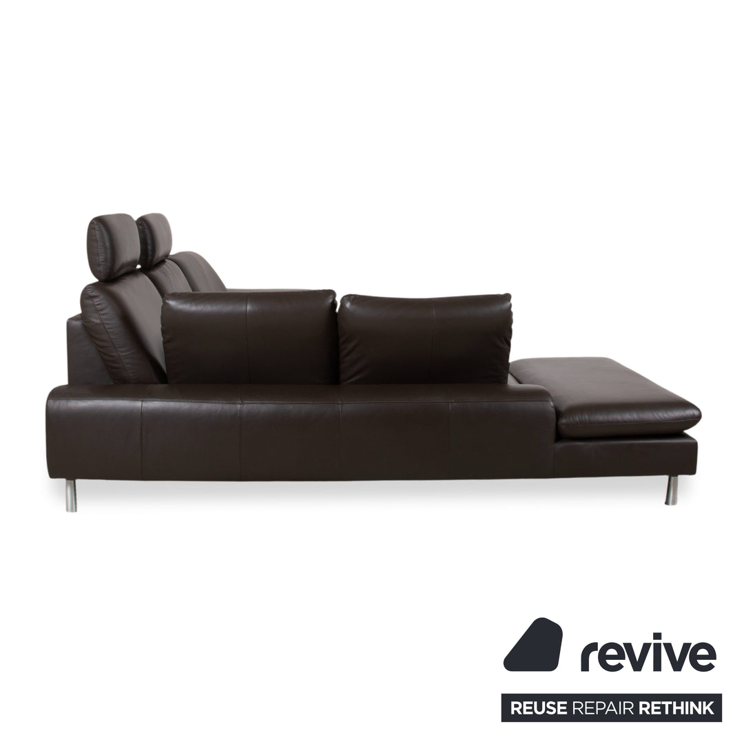 Willi Schillig leather corner sofa brown manual function sofa couch