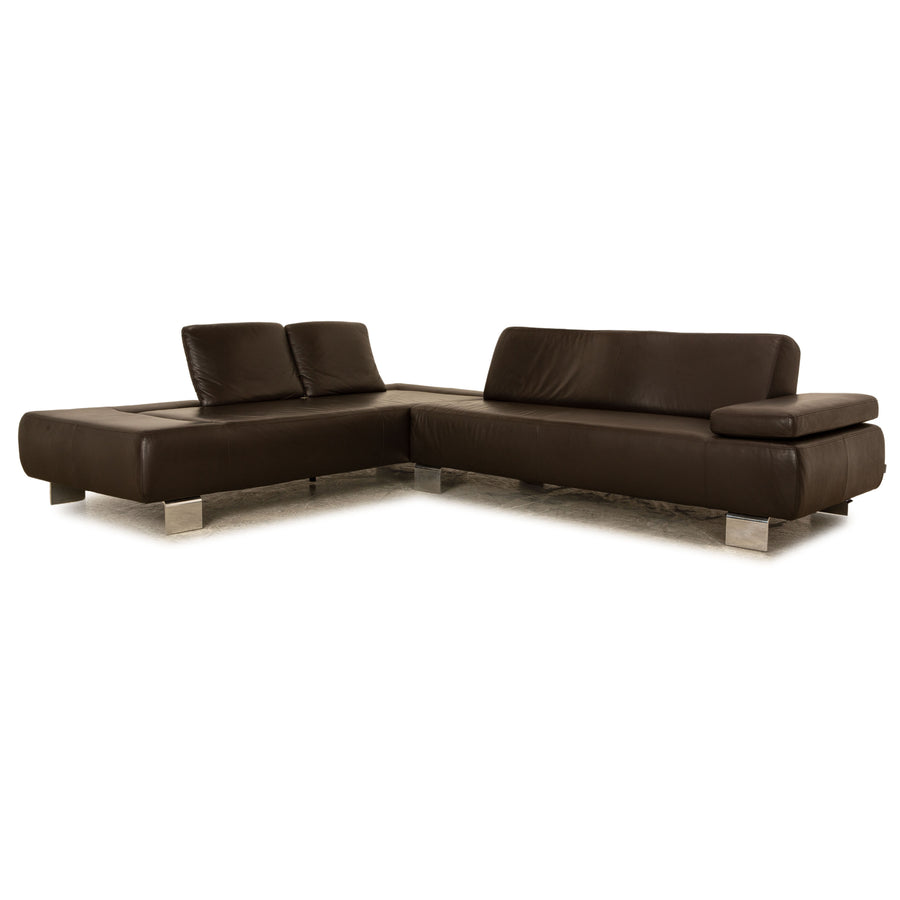 Willi Schillig leather corner sofa brown manual function sofa couch