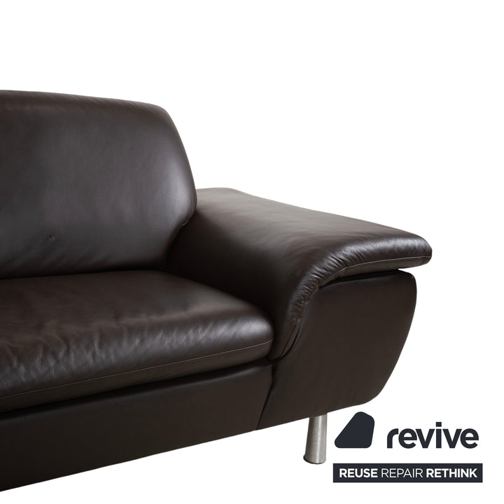 Willi Schillig leather corner sofa brown manual function sofa couch
