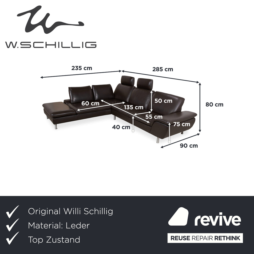 Willi Schillig Leder Ecksofa Braun manuelle Funktion Sofa Couch