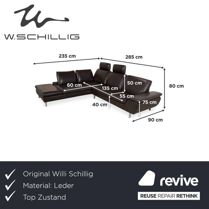 Willi Schillig Leder Ecksofa Braun manuelle Funktion Sofa Couch