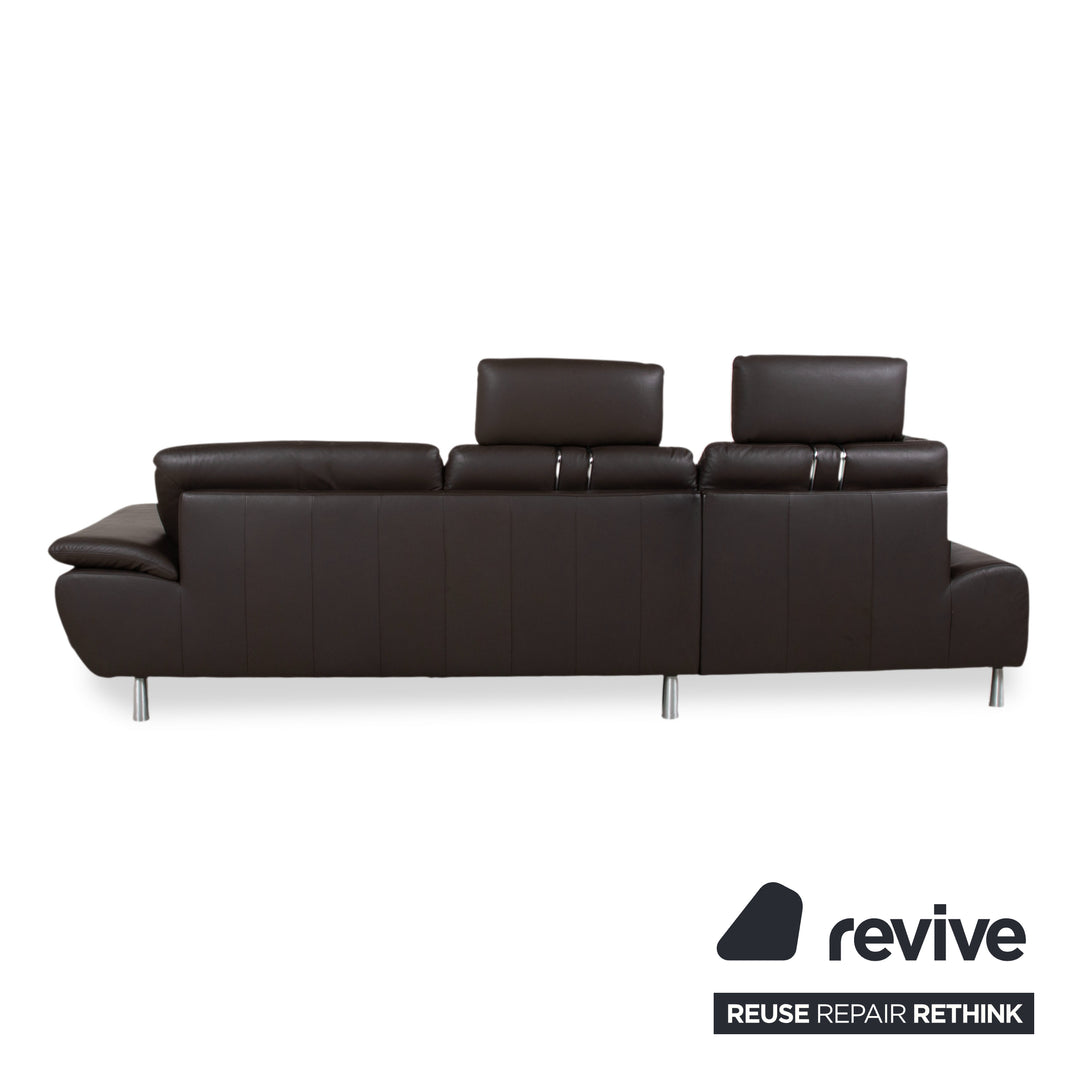 Willi Schillig leather corner sofa brown manual function sofa couch