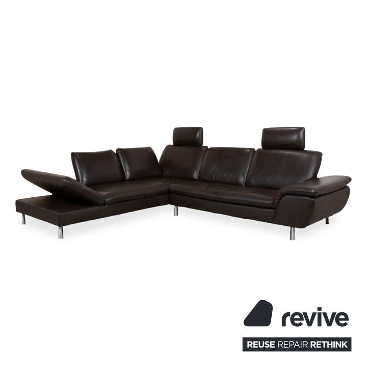 Willi Schillig leather corner sofa brown manual function sofa couch