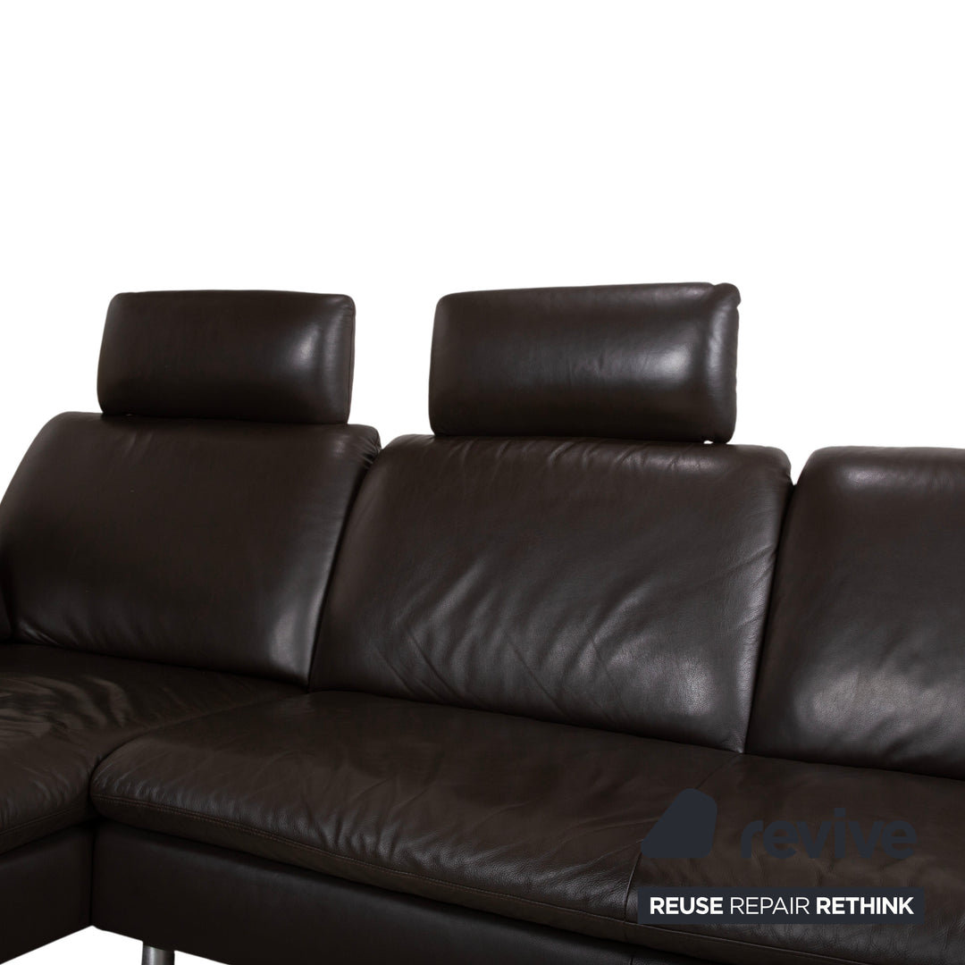 Willi Schillig leather corner sofa brown manual function sofa couch