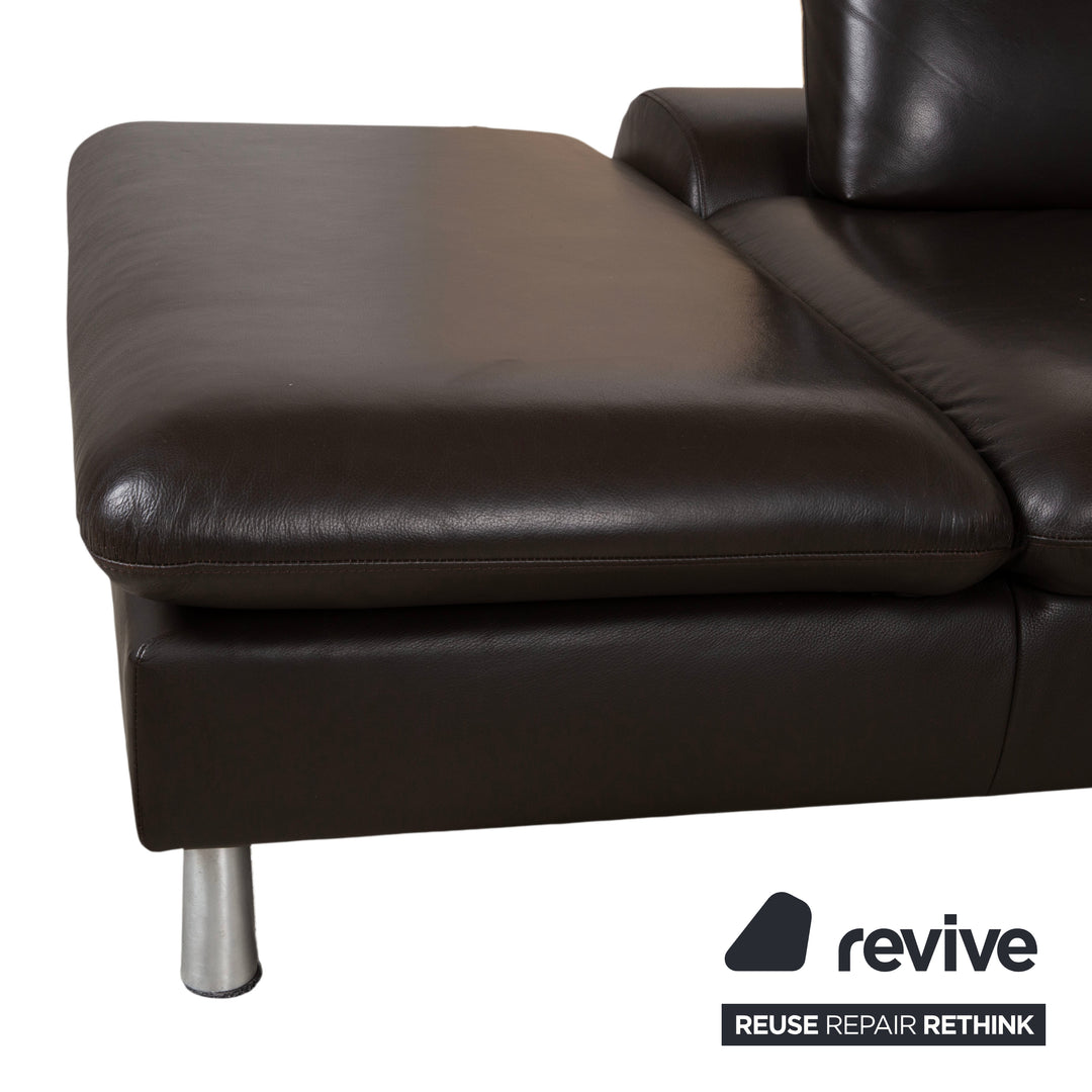 Willi Schillig leather corner sofa brown manual function sofa couch