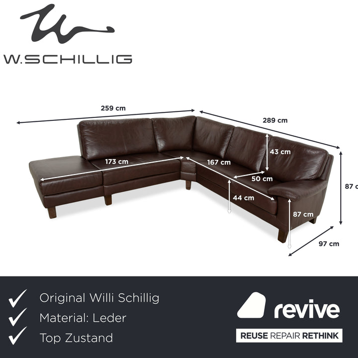 Willi Schillig Canapé d'angle en cuir Marron Canapé Canapé