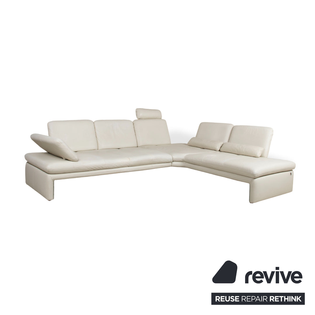 Willi Schillig Leder Ecksofa Creme Beige Sofa Couch manuelle Funktion