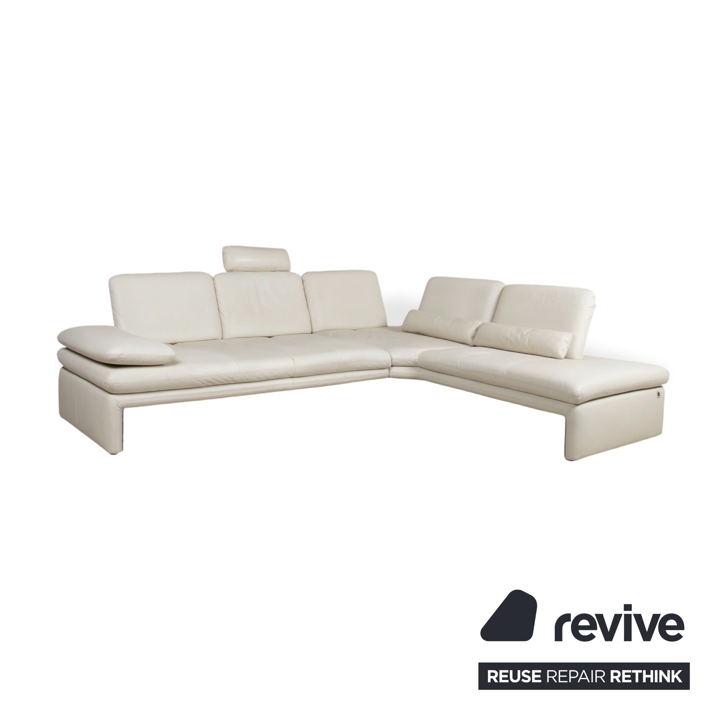 Willi Schillig Leather Corner Sofa Cream Beige Sofa Couch Manual Function