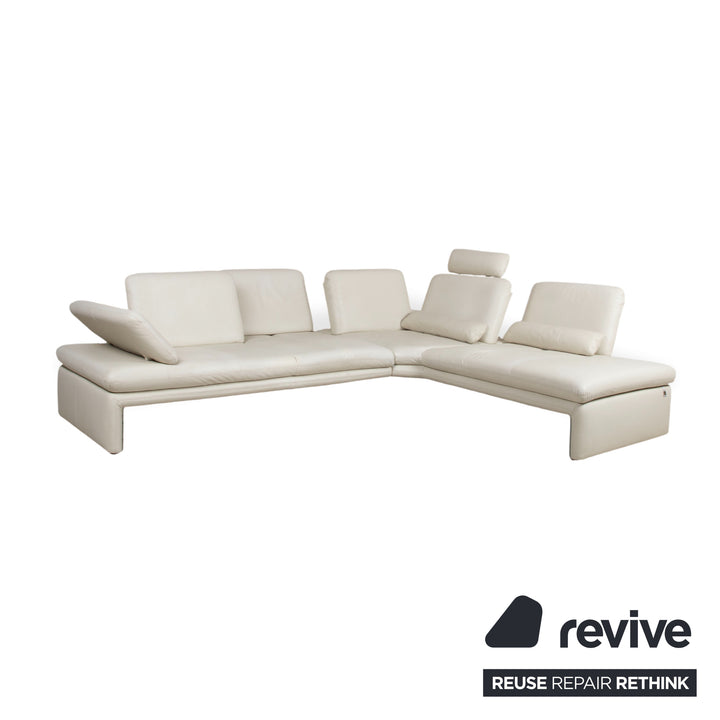 Willi Schillig Leder Ecksofa Creme Beige Sofa Couch manuelle Funktion