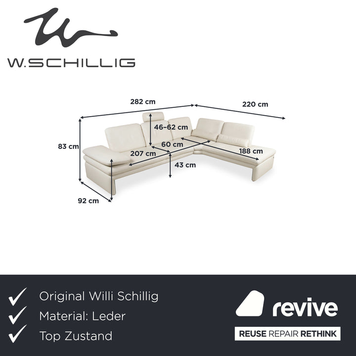 Willi Schillig Leder Ecksofa Creme Beige Sofa Couch manuelle Funktion