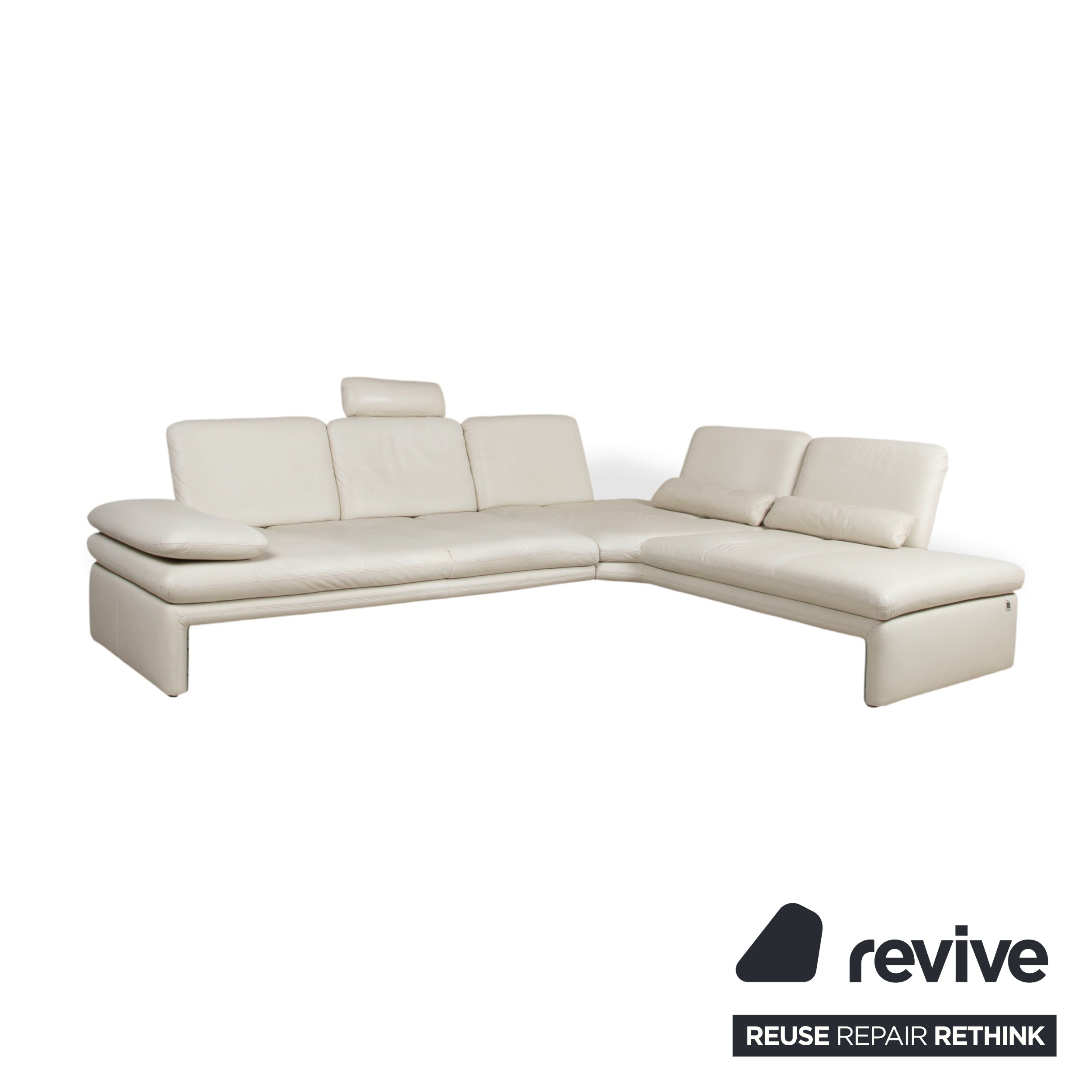 Willi Schillig Leather Corner Sofa Cream Beige Sofa Couch Manual Function