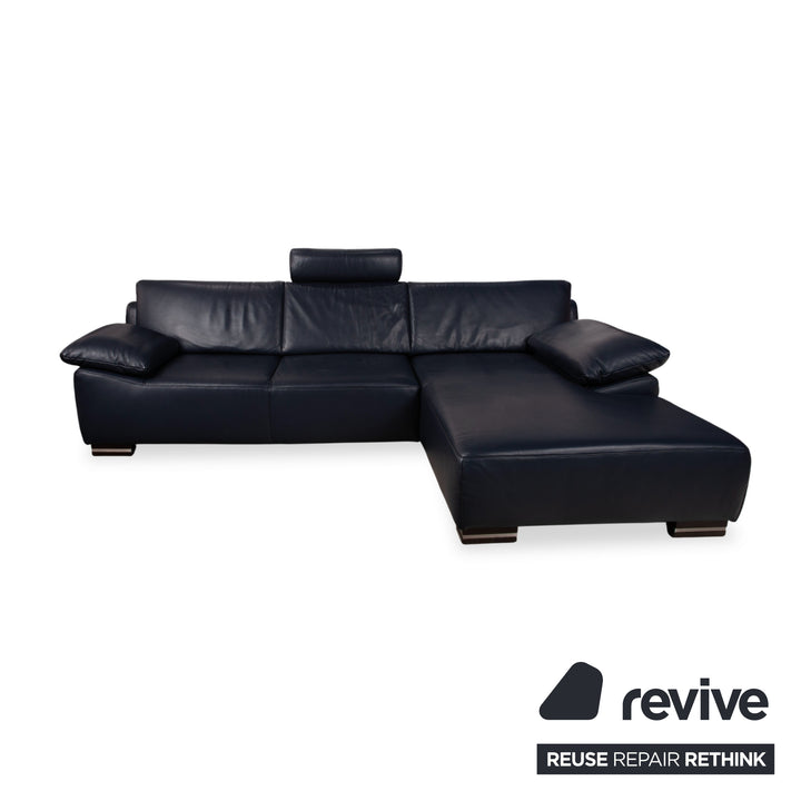 Willi Schillig Leder Ecksofa Dunkelblau manuelle Funktion Sofa Couch