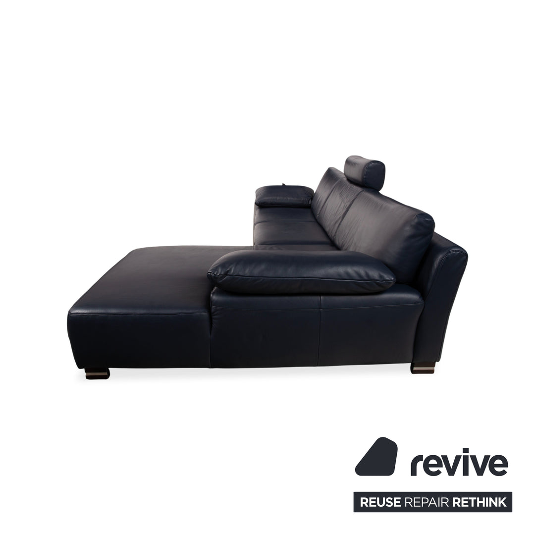 Willi Schillig Leder Ecksofa Dunkelblau manuelle Funktion Sofa Couch