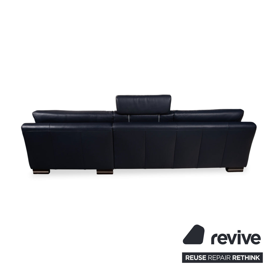 Willi Schillig Leder Ecksofa Dunkelblau manuelle Funktion Sofa Couch