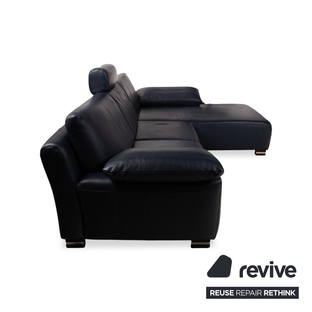 Willi Schillig Leder Ecksofa Dunkelblau manuelle Funktion Sofa Couch