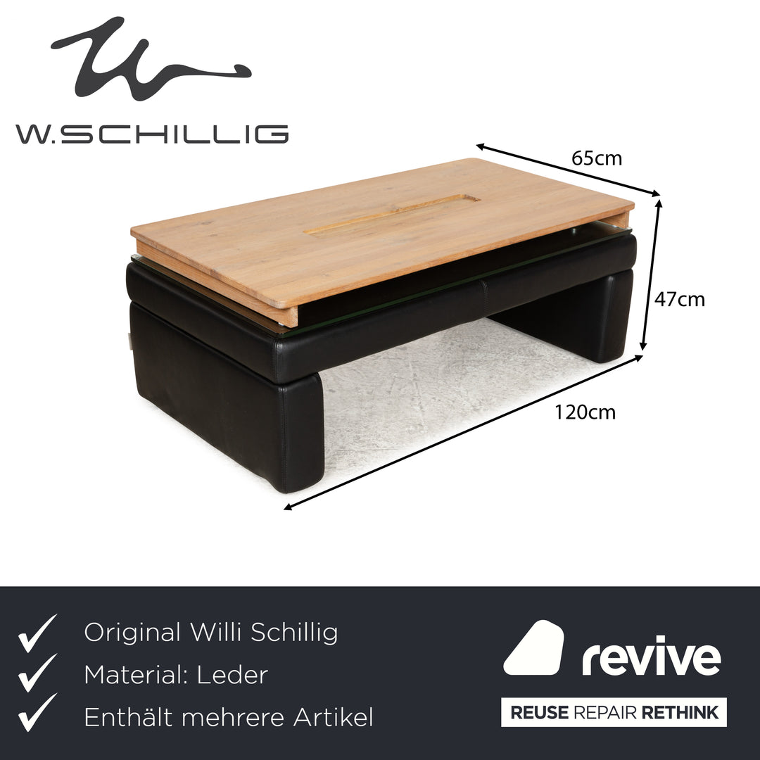 Willi Schillig Leder Ecksofa Garnitur Schwarz manuelle Funktion Sofa Couch Hocker