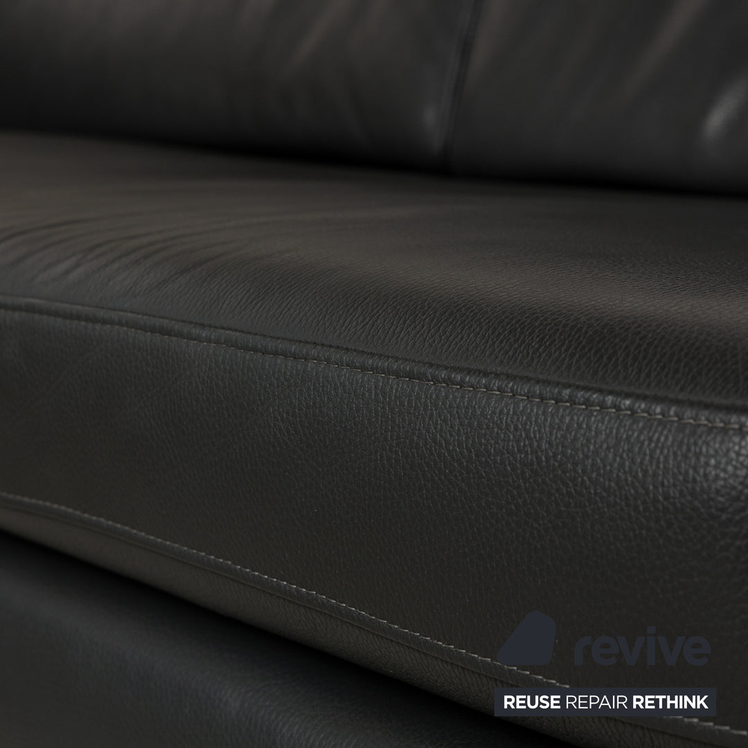 Willi Schillig leather corner sofa grey sofa couch