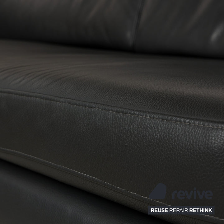 Willi Schillig leather corner sofa grey sofa couch