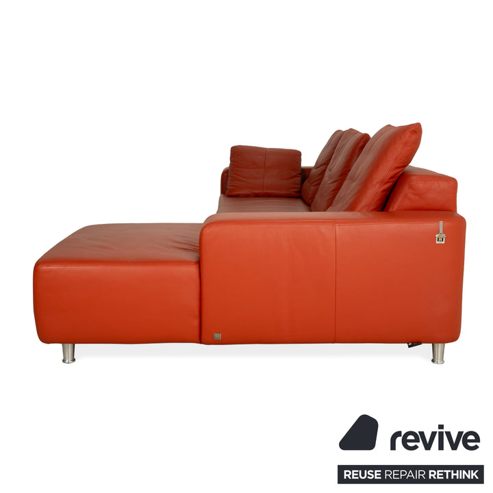 Willi Schillig Leder Ecksofa Orange Recamiere rechts Sofa Couch