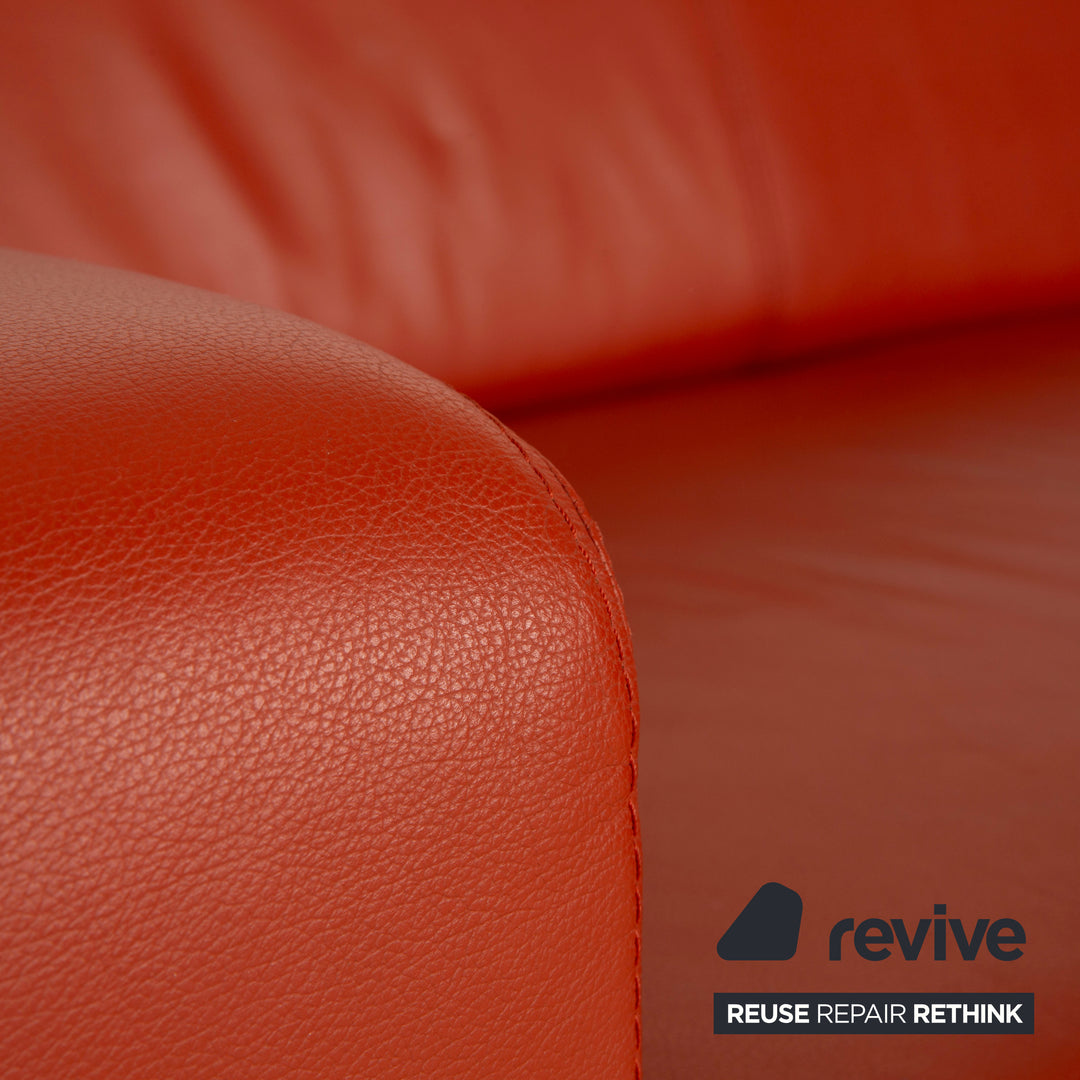 Willi Schillig Leder Ecksofa Orange Recamiere rechts Sofa Couch