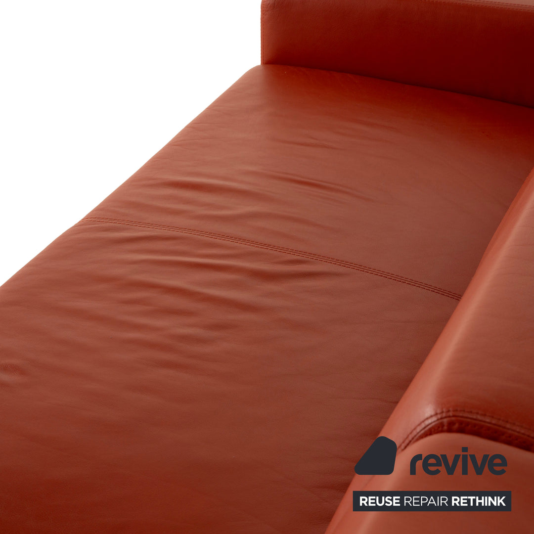 Willi Schillig Leder Ecksofa Orange Recamiere rechts Sofa Couch
