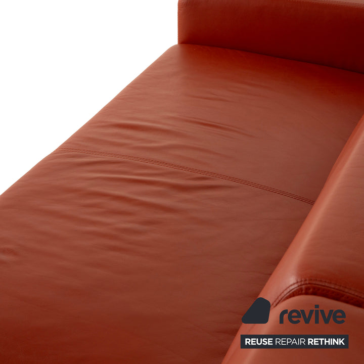 Willi Schillig Leder Ecksofa Orange Recamiere rechts Sofa Couch