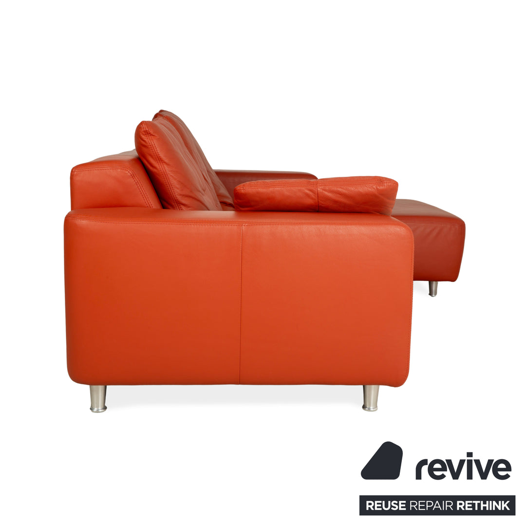 Willi Schillig Leder Ecksofa Orange Recamiere rechts Sofa Couch
