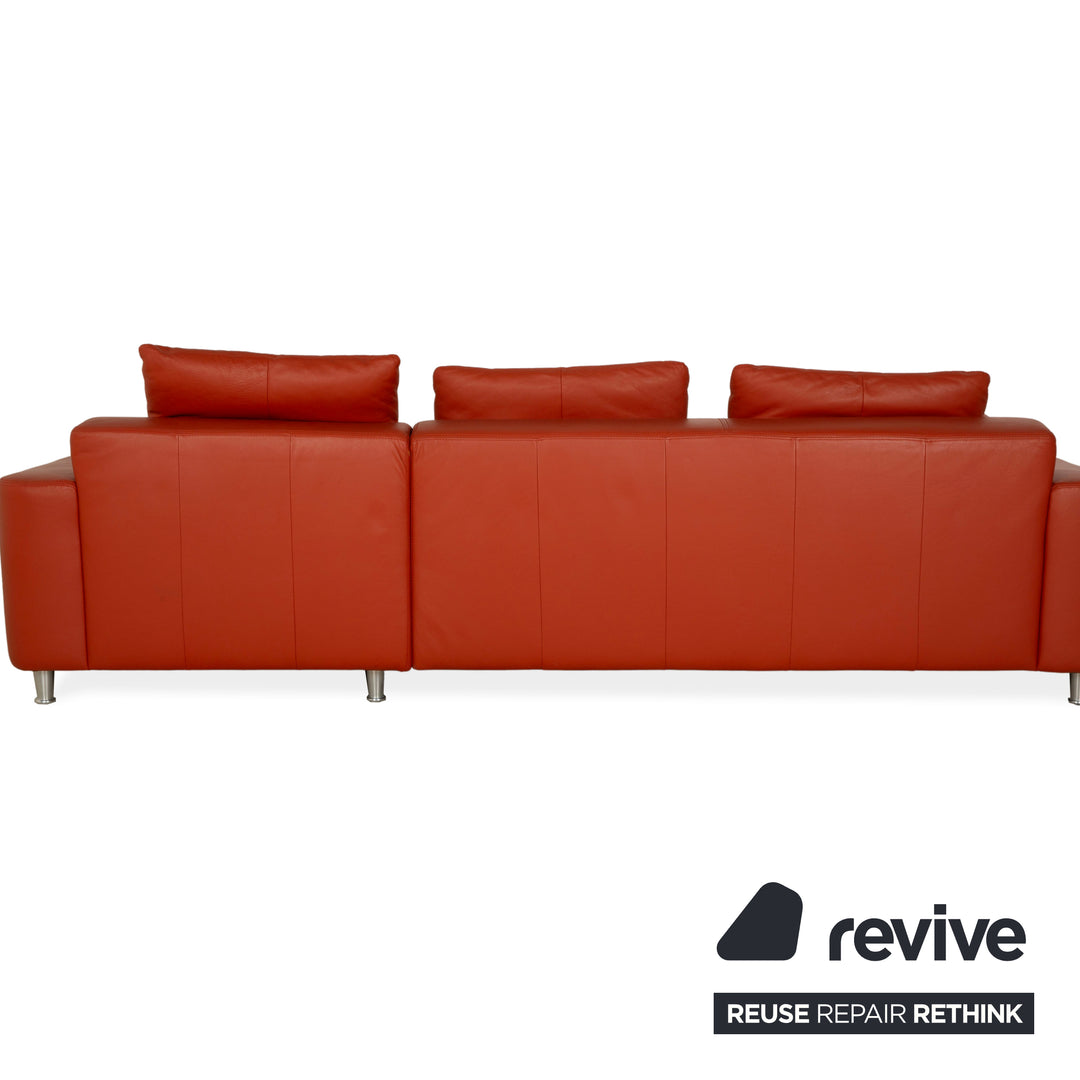 Willi Schillig Leder Ecksofa Orange Recamiere rechts Sofa Couch