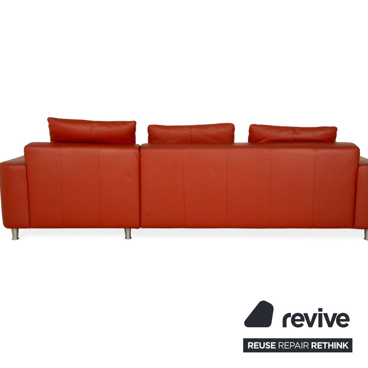 Willi Schillig Leder Ecksofa Orange Recamiere rechts Sofa Couch