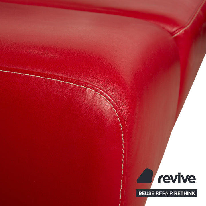 Willi Schillig Leder Ecksofa Rot manuelle Funktion Sofa Couch