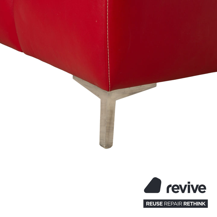 Willi Schillig Leder Ecksofa Rot manuelle Funktion Sofa Couch