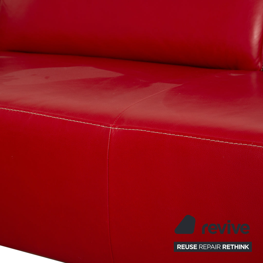 Willi Schillig Leder Ecksofa Rot manuelle Funktion Sofa Couch