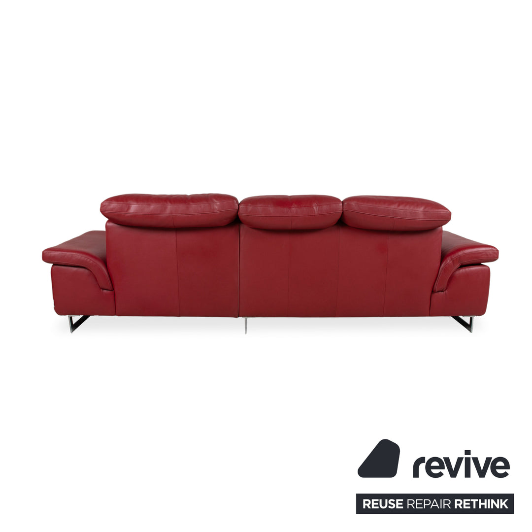 Willi Schillig Leder Ecksofa Rot manuelle Funktion Sofa Couch