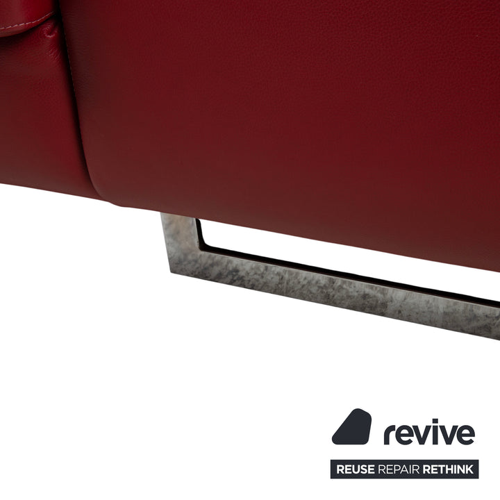 Willi Schillig Leder Ecksofa Rot manuelle Funktion Sofa Couch