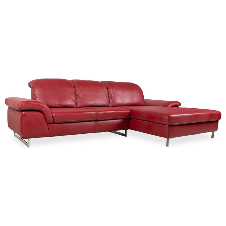 Willi Schillig Leder Ecksofa Rot manuelle Funktion Sofa Couch