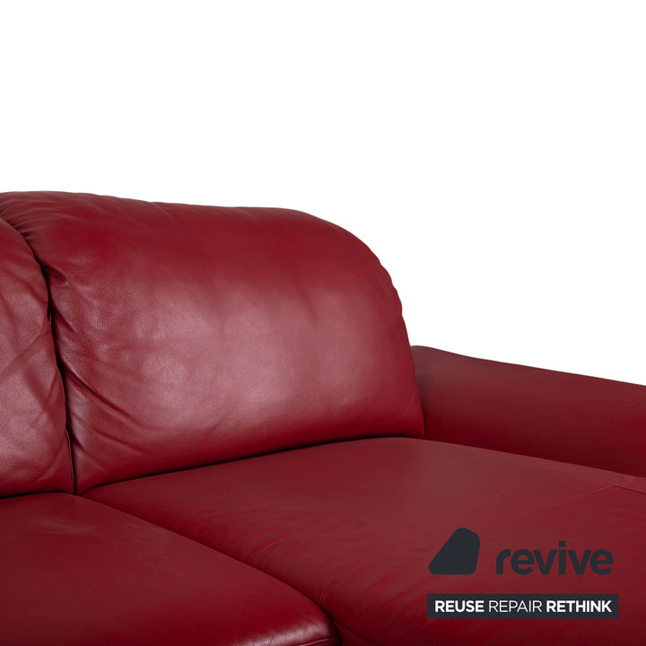 Willi Schillig Leder Ecksofa Rot manuelle Funktion Sofa Couch