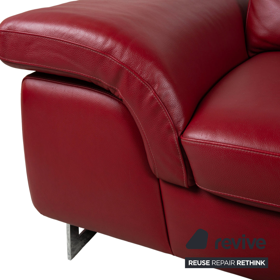 Willi Schillig Leder Ecksofa Rot manuelle Funktion Sofa Couch