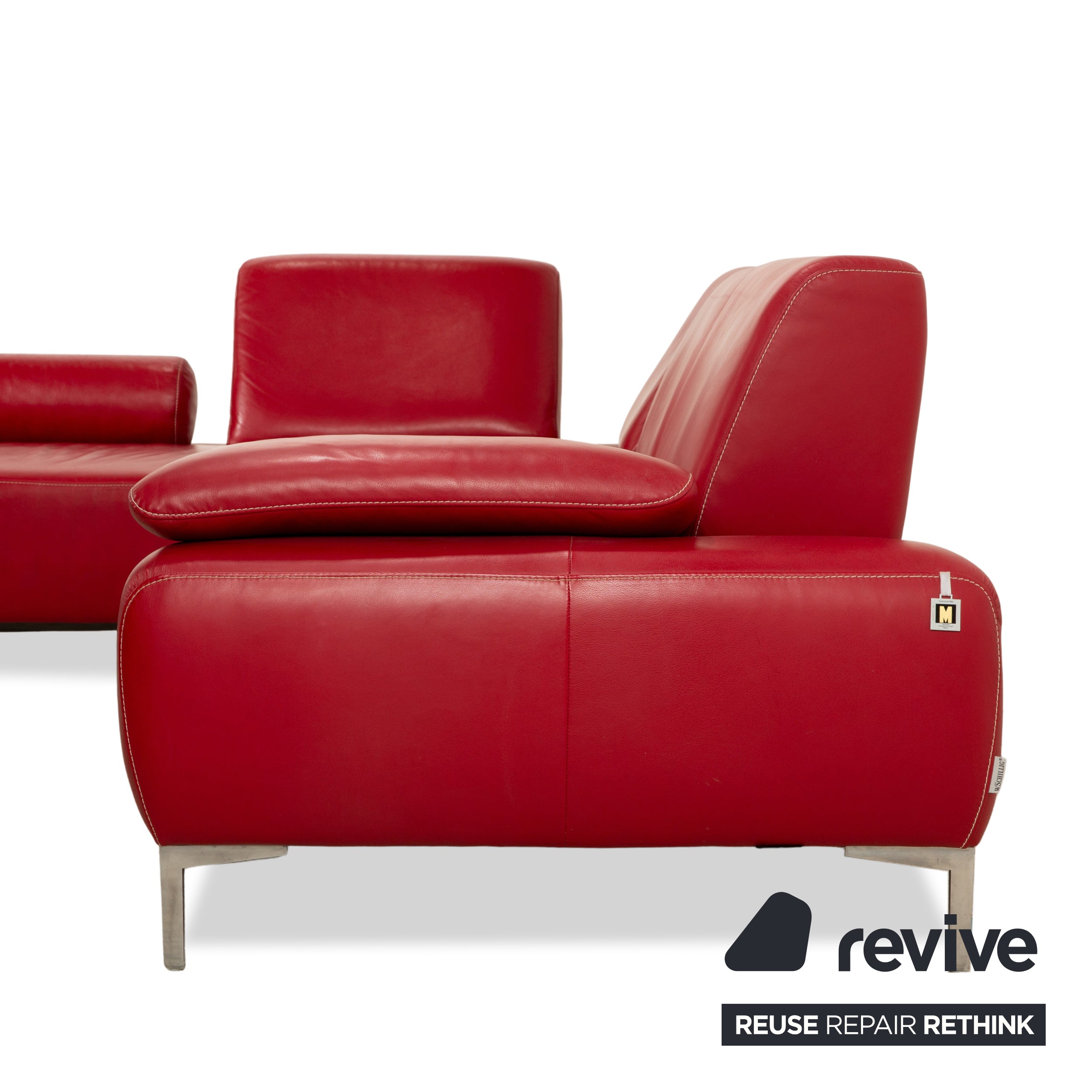 Willi Schillig Leder Ecksofa Rot manuelle Funktion Sofa Couch