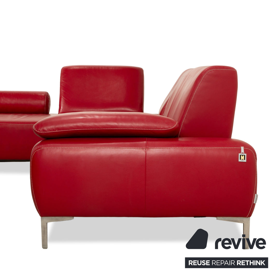 Willi Schillig Leder Ecksofa Rot manuelle Funktion Sofa Couch